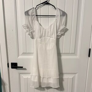 White Sheer Sleeve Dress